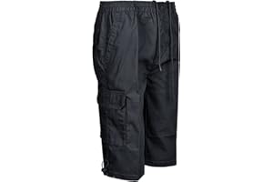Sians Fashions Mens Cargo Combat Shorts 3/4 Length with Multi Pockets Elasticated Waist Small to 3XL 3 Quarter Shorts
