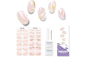 DUKASOU Półutwardzane żelowe paski do paznokci, 28 sztuk prawdziwych naklejek artystycznych na lakier do paznokci, żelowe naklejki na paznokcie w jakości salonowej, trwałe paski lakieru do paznokci