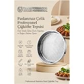 Transformacion Profesyonel &Ccedil;iğk&ouml;fte Tepsisi 39x7 cm - 304 Paslanmaz &Ccedil;elik &Ouml;zel Tırtıklı Taban Derin Yoğurma ve Bulgur Islatma