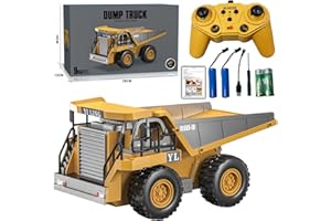 LioMaxi Camion Ribaltabile Telecomandato 9 Canale, Scala 1:20, Quattro Ruote Con Luci e Suono - Giocattolo Spazzatura Dumper per Bambini - Regalo
