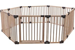 Safetots Recinto Zona Gioco in Legno, a Esagono, 6 x 120cm, Legno Naturale, 76cm di Altezza, Recinto per Bambini, zona Gioco per Neonati e Bambini piccoli, box Gioco Spazioso, Installazione Facile