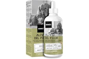 ANIMIGO Gotas Anti Picor para Perros y Gatos 250ml - Alivio Natural contra Picores Ideal para Piel con Heridas, Irritación, Alergias a Hierbas, Polen o Alimentos, con Tapón Gotero de Fácil Administración