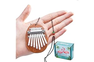 DHinkyoung Mini Kalimba 8 Tasten, tragbare Mbira Finger Daumen Klavier Geschenke für Kind und Klavier Anfänger, Exquisite Marimba Musikinstrument Anhänger Schlüsselanhänger Zubehör für Rucksack