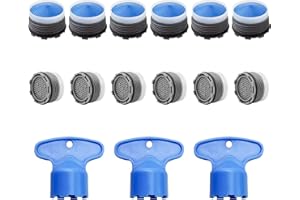 VEGCOO 15 Piezas Aireador Grifo Lavabo M18.5 M16.5, Aireador Grifo Cocina con 3 Llave Filtro, Filtro Grifo Boquilla Fregadero para Cocina y Baño (Azul, M18.5)