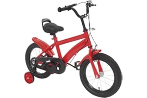AOOUNGM Vélo pour Enfant de 14 Pouces avec Roues d'entraînement et Garde-Boue, Hauteur Assise/Guidon réglable, équilibre et pédale, à partir de 3 Ans