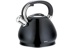 KINGHOFF King Hoff KH-1221 Bouilloire à flûte en acier inoxydable Noir 3,4 l