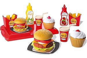 Giochi Ecoiffier - 2623 - Set Hamburger per bambini - Imitazioni di cibo - 32 pezzi - A partire da 18 mesi - Origine Francia Garantita