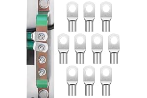 BFBYTAY 10 Piezas Terminales Eléctricos,Terminales Cables Electricosde con Ojal de Cobre Estañado,Terminales Electricos Sin Aislamiento,Terminales Tubular para Cables De Batería(25mm²-M8)