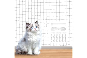 Qiimenguer Cat Net for Balcony, No Drilling, 3 x 6 m Cat Protection Net with Mounting Rope and Accessories, Weatherproof and UV-Resistant, for Windows, Skylights, Balconies