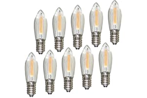 ERZGEBIRGSLICHT GLÜCK AUF Erzgebirgslicht - AUSWAHL - 10 Stück LED Filament Topkerze 23 V 0,2 W für 10 Brennstellen E10 Riffelkerze Ersatzbirne Glühbirne Glühlämpchen für Lichterketten Pyramide Schwibbogen