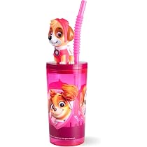 🥤 PAW PATROL – Vaso Con Pajita Y Figura 3D De Skye | 360 Ml | Libre De BPA | Ideal Para Niños