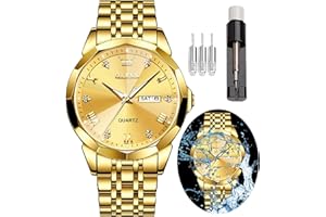 OLEVS Male Wrist Watches, Analog Quartz Business Stainless Steel Waterproof Luminous Watches Luxury Casual Big Diamond Dial Date Multi-Function Chronograph Watches for Man