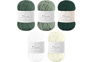 Maxee Häkelgarn 250g (50g*5 Farbe), Acryl Wolle Zum Stricken, Garn zum Häkeln und Stricken, Hand Knitting Yarn Set, Handstrickgarn Baumwollgarn für Häkeln, Wolle zum Stricken und Kunsthandwerk