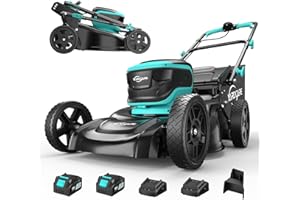 YARDCARE Tondeuse Gazon Batterie(Max.675㎡, 36V, Largeur De Coupe 41cm)Tondeuse Electrique Gazon avec 7Niveaux de Réglage en Hauteur, Kit de Paillage&Sac Paille 45L, un écran LED, 2 Batteries+Chargeur