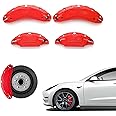 Weishine - Brake Caliper Covers Set of 4 Compatible with Tesla model 3 Accessories，2017-2023 18/19 inch Wheel Hub Brake Caliper Covers -Fit For Tesla Model3 Red Brake Caliper (red)