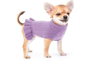 ALAGIRLS Tricot Classique en Polaire épaisse pour Chien, Robe Respirante de Taille Moyenne, pour Chien, Chaton, Fille, garçon, Pull de Noël Laid, Violet, Taille M