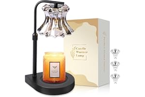 Quanquer Candle Warmer Lamp UK with 3 Bulbs, Candle Lamp Warmer with Timer & Dimmer Height Adjustable for Warming Scented Candles Candle Wax Warmer Gifts for Women Candle Holders for Home Decor Black