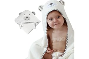 KPRICE | Toalla Bebé Oso 90 x 90 | 100% Bambú | Franela Ultra Suave | Toalla Bebé Recién Nacido | Regalo Original Bebé | Toalla Bebé con Capucha (Oso Gris)