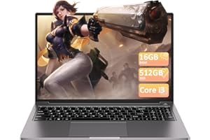 HUQPPQ Gaming Laptop Computer 16GB RAM 512GB SSD 1TB Expansion Core i3 (Up to 3.2Ghz) Notebook 16 Inch Laptop Gaming 1920 * 1200 UHD Dispaly Laptops Type C WiFi 5 with Mouse & Keyboard Film UK-Gray