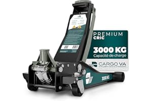 CargoVA Cric hydraulique 3T - Cric plat avec hauteur de levage de 75 à 505 mm - Kit d'outils professionnel avec tapis de genoux et 2 patins en caoutchouc - Idéal pour les SUV et les voitures
