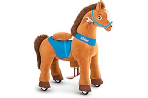 PonyCycle Essentiel Modèle E Cheval à Monter avec roulettes Cheval à Bascule avec Frein (Brun/Taille 4 pour 4-7 Ans) Cheval Jouet pour Enfant - E437
