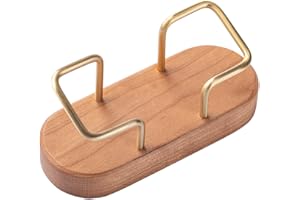 muso wood Drewniany stojak na wizytówki z drewna wiśniowego i mosiądzu, przechowywanie wizytówek do biura, sklepu, stoiska targowego, biurka