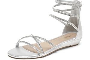 DREAM PAIRS Damskie sandały na koturnie z kryształkami strasu