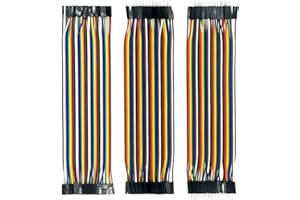 QILUCKY Zestaw kabli Jumper Wire 3 x 40 sztuk po 20 cm, żeńskie, męskie, męskie, złączki wtykowe, 28 mostków drucianych AWG, do Arduino Raspberry Pi (zestaw 3 szt.)