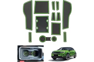 GAFAT Compatible avec Opel Mokka B Mokka-e 2021-2024 2025 Tapis Antidérapants, 2025 Facelift Mokka e Tapis en Caoutchouc pour Console Centrale, Couture de Porte, Accessoires Mokka B (Jaune Vert)