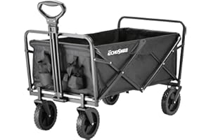 EchoSmile Carrello Pieghevole Con Ruote, Carrello da Giardino Capacità 100 KG, Tutti i Terreni, Carrello Spiaggia per Festival Shopping Campeggio