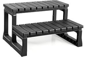 VEVOR Escalier de spa à 2 marches, marchepied de piscine gonflable robuste en PP de 610 mm de large, capacité de charge de 145,15 kg, marche extérieure, pour porche, patio, terrasse, camping-car, noir