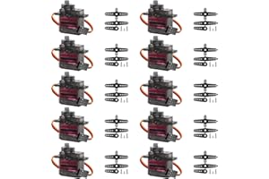 BEHOGAN Lot de 10 servomoteurs en métal : servo micro-servomoteur compatible avec Arduino, engrenage servo entièrement en métal, angle contrôlable à 180 degrés, mini moteur pour modélisme Arduino robot bras