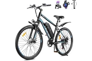 TWOFISH Electric Bike, 26" Electric Mountain Bike for Adults with 36V 15Ah Battery Max Range 100 KM 25KM/H 3 Riding Mode 7 Speed E Bike with Disc Brakes LED Display, TF-1