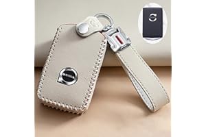 HIZH Custodia per chiave auto, per Volvo S90 V90 XC90 XC60 XC40, con portachiavi, bianco non dritto