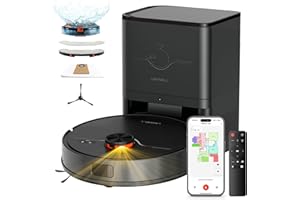 uninell Saugroboter mit Wischfunktion 5000Pa, Staubsauger Roboter mit Absaugstation 3.5L, 180Min Laufzeit, LiDAR Navigation, Staubsaugroboter für Tierhaare Teppich Böden,APP Steuerung