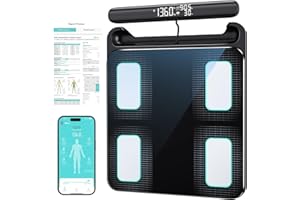JEETIF Körperfettwaage mit Handsensoren, Körperanalysewaage mit App, Waage mit Körperfett und Muskelmasse, 8 Elektroden Personenwaage mit Körperfettanalyse für 28 Messwerten, Misst Gewicht, BMI, Körperfett