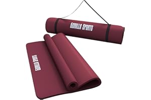 ‎GORILLA SPORTS GORILLA SPORTS® Yogamatte - 190x60x1,5 cm oder 190x100x1,5 cm, mit Tragegurt, Phthalatfrei, Rutschfest, Farbwahl - Gymnastikmatte, Fitnessmatte, Sportmatte, Trainingsmatte, Übungsmatte