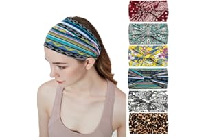 AIZIYIN Fashion Headbands for Women's Hair Head Scarfs Hairband Turban Flower Cotton Headbands Wide Yoga Sport Headband Head Wrap (P6Yellow)