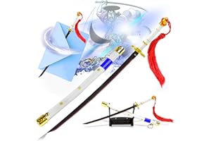 ‎SWORDS AND MORE One Piece – Ame No Habakiri Samurai Katana, Schwert Brieföffner mit Scheide und Ständer, Miniatur Katana, Edelstahl, Anime Geschenk für Fans & Sammler