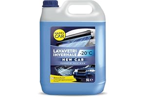 HAPPYCAR Happy Car - Liquido Lavavetri Invernale -20°C, Detergente per Cristalli Auto, Azione Sgrassante, Rimuove Sporco e Traffic Film, Pronto all’Uso, Profumato, 5L