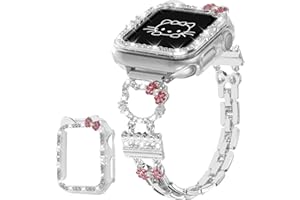 FERJITGR Bling Armband mit Schutzhülle, kompatibel mit Apple Watch-Armbändern für Damen, iWatch Serie 10, 46, 42 mm, Serie 9, 8, 7, 41 mm, 45 mm, Serie 6, 5, 4, SE, 40 mm, 44 mm, niedliches