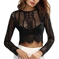 Haut à Paillettes Maille Fine Femme SEBOWEL - Manches Longues Transparent Sexy Pour Fête