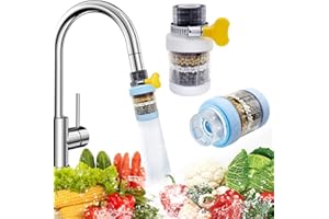 Faucet Tap Water Filter, Uooker 2 Pcs Activated Carbon Kitchen Tap Filter, Removes Chlorine Fluoride Heavy Metals Hard Water Softener Water Sink Faucet Filter for Home Kitchen Bathroom Shower Hose