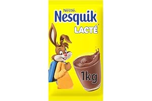 NESQUIK Lacté - Chocolat en Poudre - Cacao en Poudre à Mélanger avec de l'Eau - Préparation Instantanée Chocolat Chaud - Goût de chocolat - Petit-Déjeuner - Sachet 1 de kg