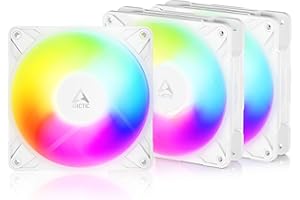 ARCTIC P12 Pro Reverse A-RGB – 3 Pack – 120 mm Najwyższej jakości wentylator rewersyjny z rozdzielaczem, PWM z rozgałęźnikiem kabla Y, 500-3000 rpm, 0 rpm <5% PWM, 5V D RGB, FDB, 4-Pin - Biały