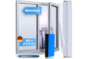 WindowShield - Milchglasfolie selbstklebend Fenster - statisch haftend - Anti-UV Sichtschutzfolie für Bad, Büro, Wohnzimmer - Fensterfolie Blickdicht von aussen - 90 x 200cm