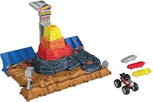 Hot Wheels Coffret Monster Trucks Arena Smasher Bone Shake Ultimate Crush Yard avec 1 Bone Shaker exclusif et 3 voitures à écraser, Jouet Enfant, Dès 3 ans, HNB96
