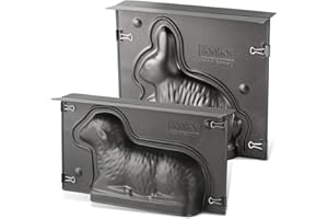 Zenker, set di teglie a forma di coniglietto e agnello, con rivestimento antiaderente, per Pasqua, stampo da forno a forma di lepre e agnello pasquali