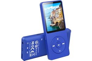AGPTEK 64 GB MP3 Player Bluetooth 5.3 with Speaker, 40 Hours Battery Life, Small and Classic Sports MP3 with 1.8 Inch Screen, FM Radio (without Headphones), TF Card up to 128 GB, Blue