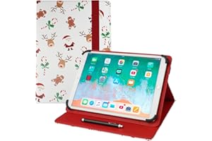 Emartbuy Universal 9.1 Inch - 10.5 Inch Christmas Print Multi Angle Folio Wallet Case Cover With Card Slots and Stylus Pen Compatible With Selected Devices Listed Below